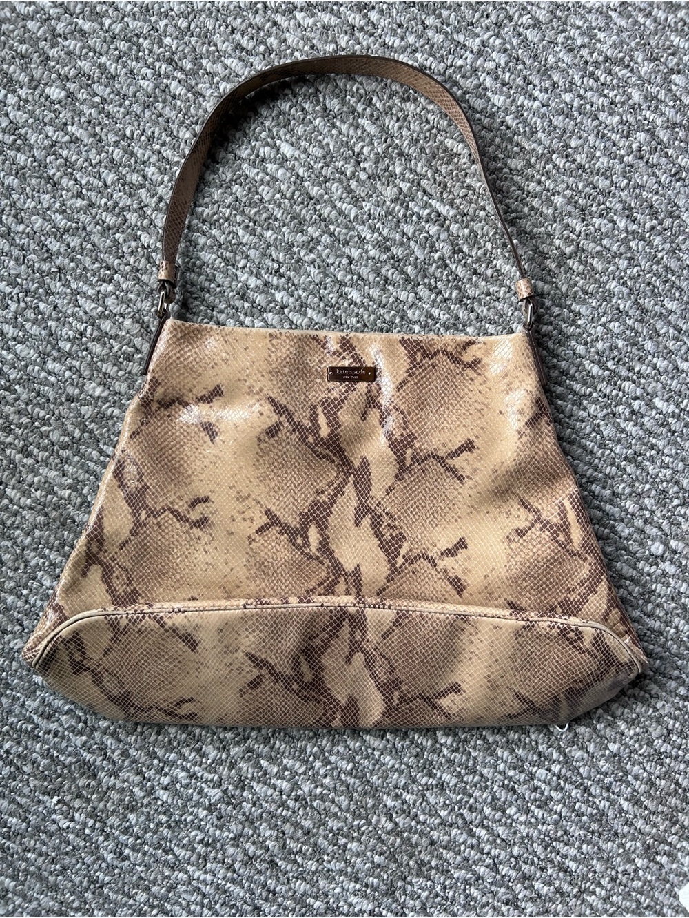 kate spade Snake-Print Shoulder Bag in Beige and Brown